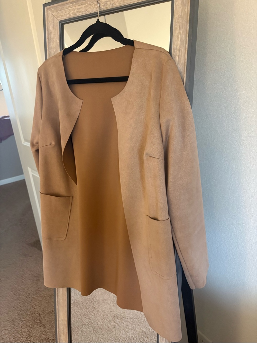 Women's Open-Front Camel Coatigan Jacket